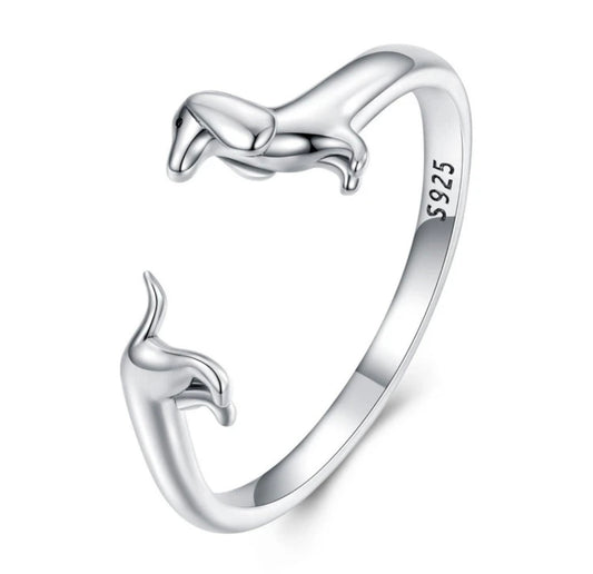 Sterling Silver Sausage Dog Ring