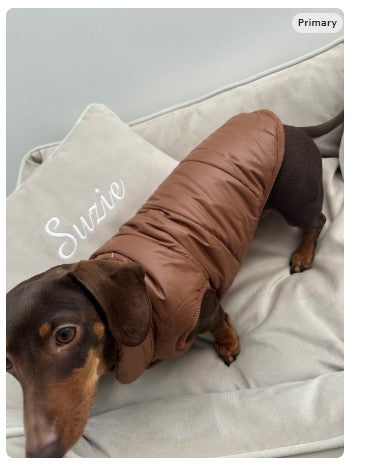 Brown Puffer Dog Jacket – Warm Quilted Winter Coat for Dogs