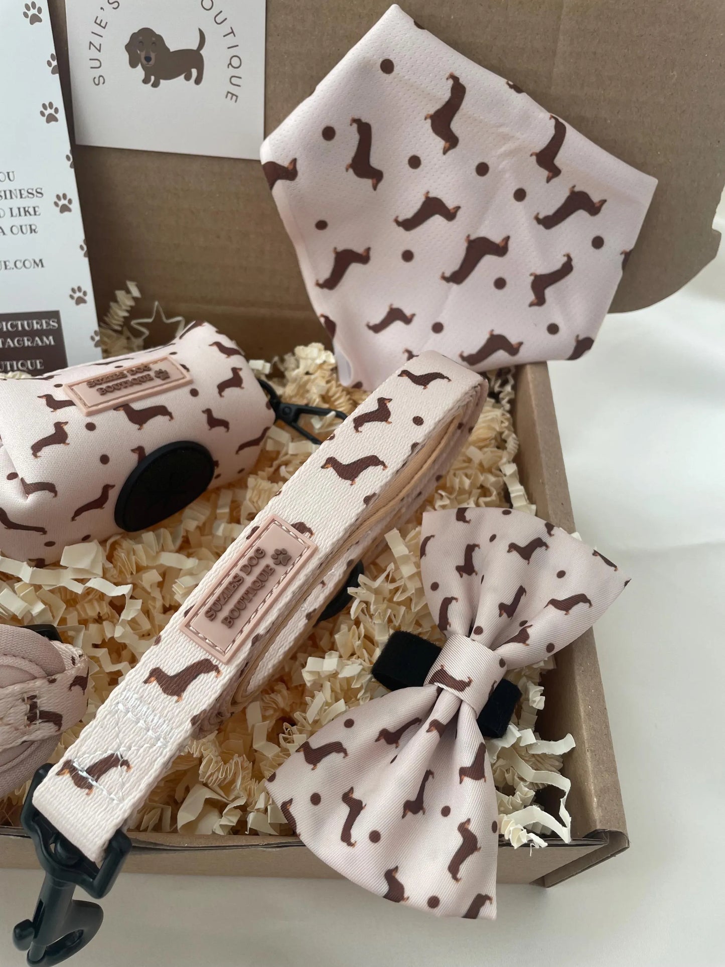 Dachshund Print Dog Harness Set